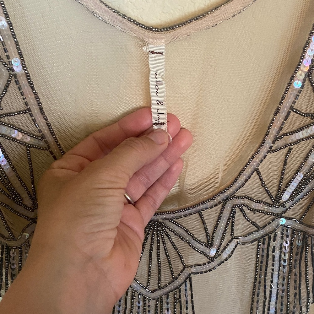 Willow & Clay Cream Beaded Top